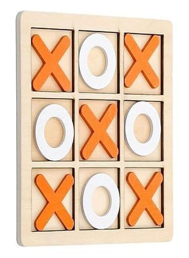 ZELVO Wooden Tic Tac Toe Classic Mind Challenging Cross & Zero Family Board Game for Kids & Adults, Multicolour (Pack of 1) - Image 1